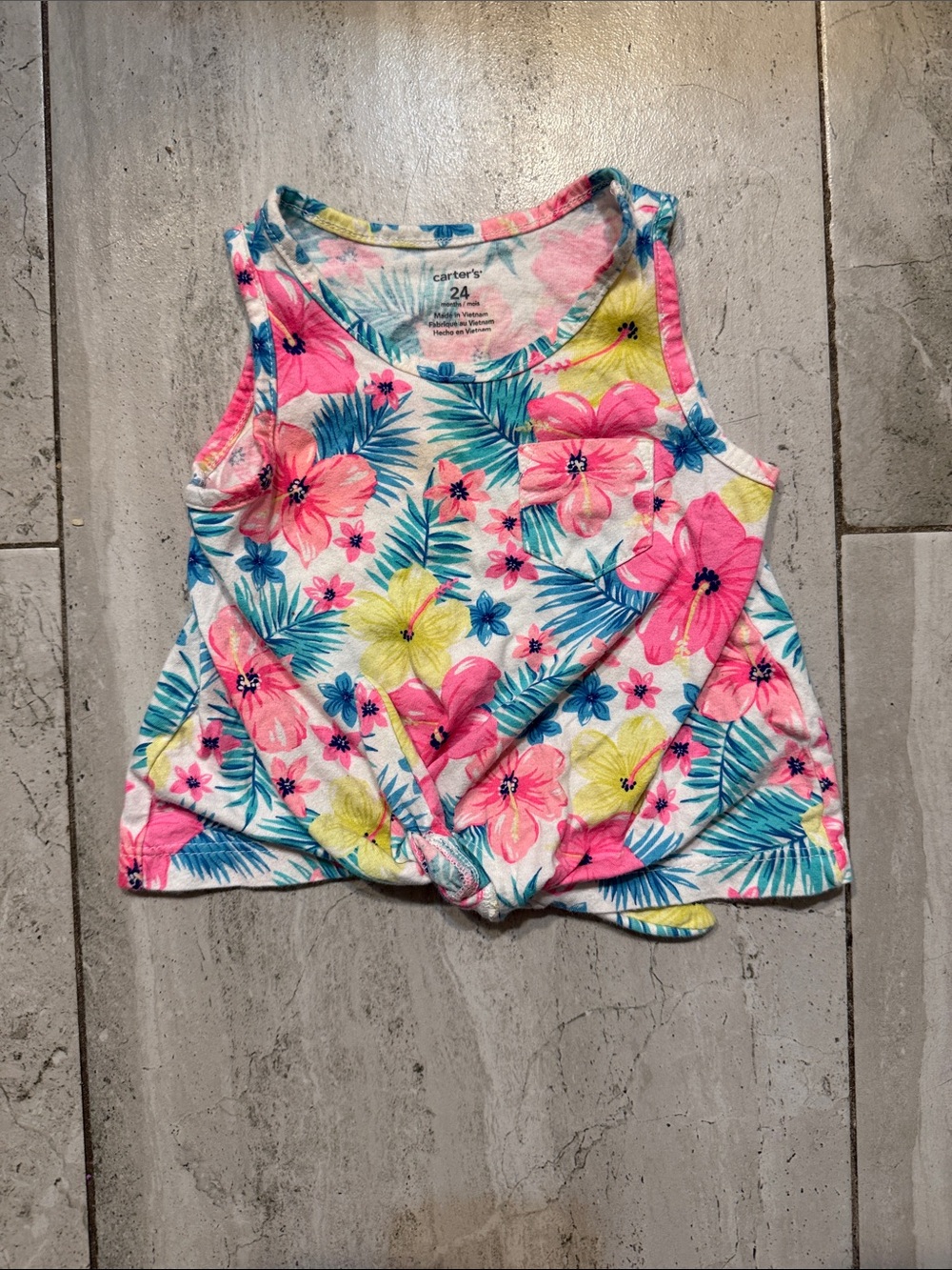 Carter's Tropical Knot-Front Tank Top in Pink, Yellow & Blue